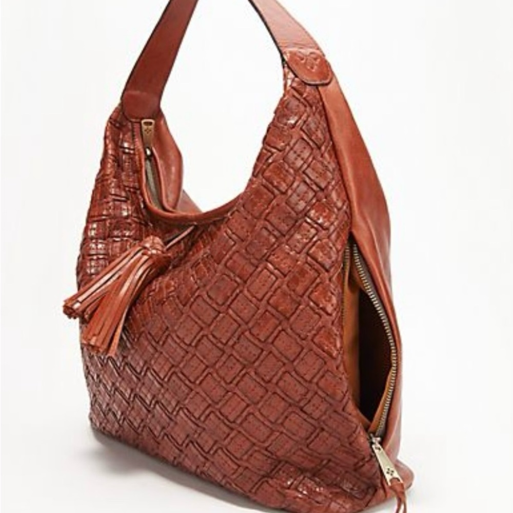 Patricia Nash Brown Woven Leather Shoulder Bag